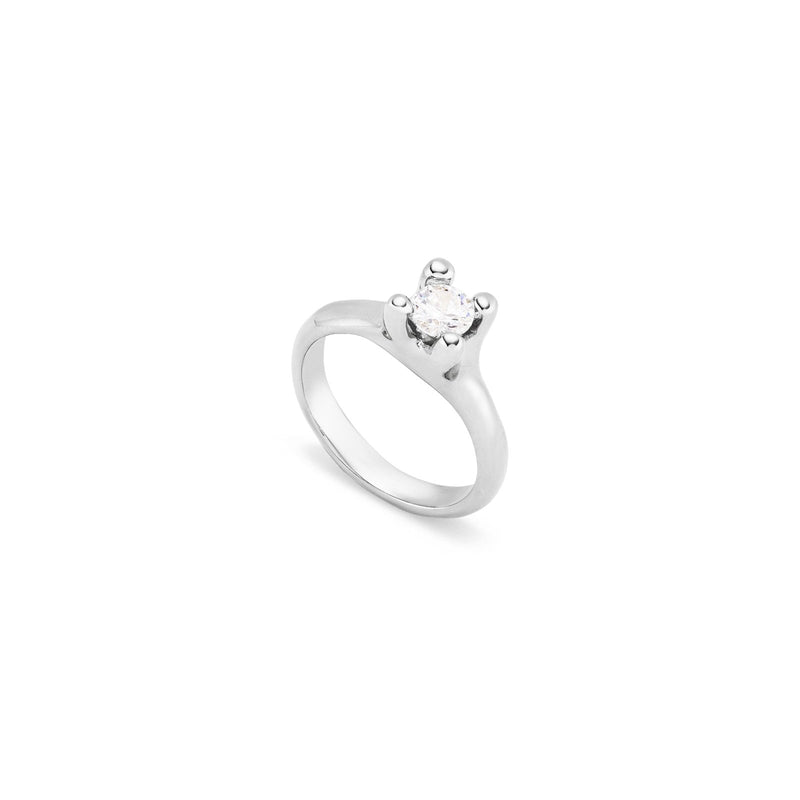 Anillo UNODE50 bañado en plata de ley con circonita blanca ANI0804BLNMTL