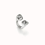 Anillo UNODE50 bañado en plata de ley con cristal blanco ANI0821BLNMTL