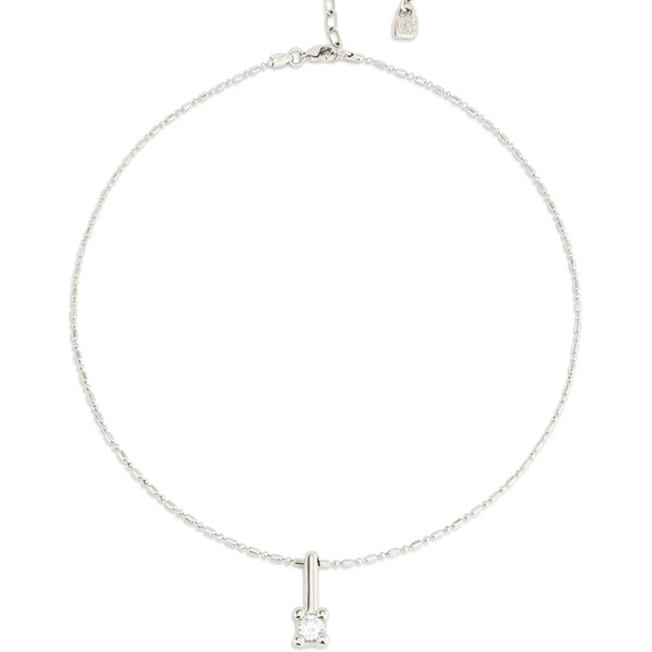 Collar UNODE50  bañado en plata de ley y circonita central blanca COL1916BLNMTL0U