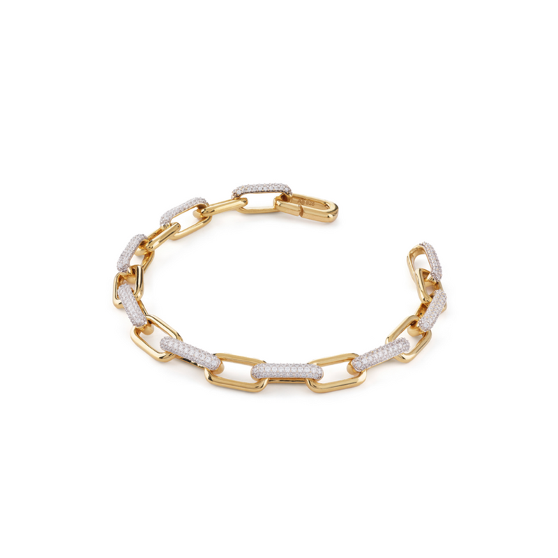 Pulsera Guess Nuances SBB04534JWYGS de plata con baño en oro y circonitas