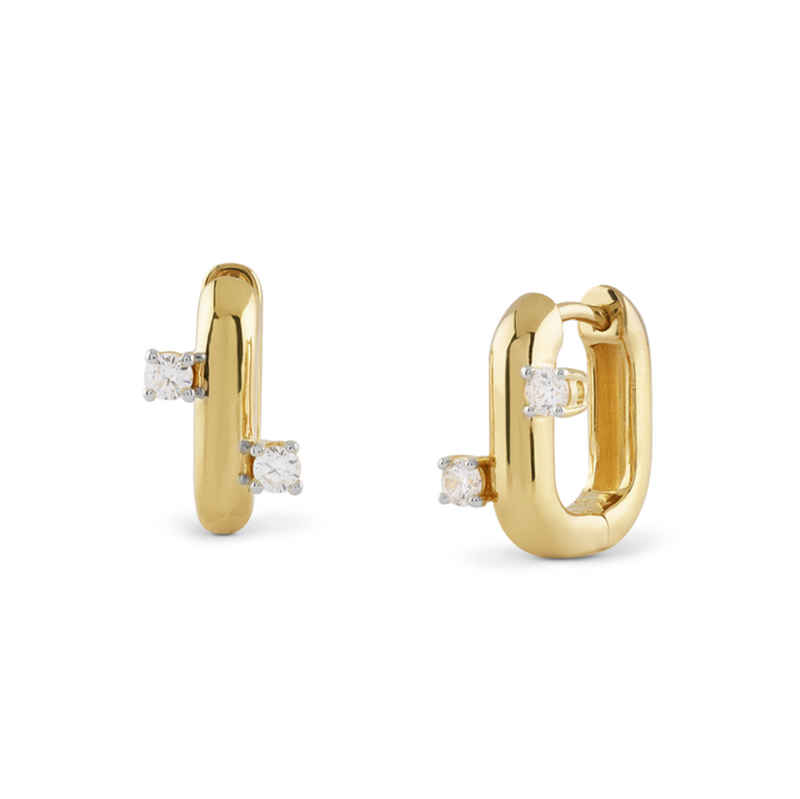 Pendientes Guess Nunaces Aro Cuadrado Plata Baño Oro y Circonitas Blancas JSBE04524JWYGT-U