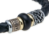 Pulsera PlatadePalo de cuero con resina negra MB222X