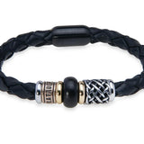 Pulsera PlatadePalo de cuero con resina negra MB222X