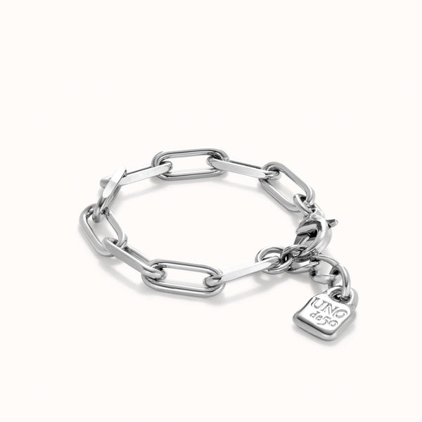 Pulsera UNODE50 con eslabones bañada plata de ley PUL2468MTL0000