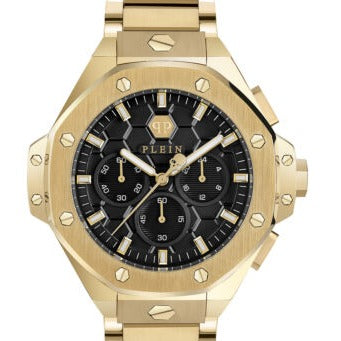 Reloj Cuarzo Philipp Plein Plein Chrono Royal, PVD Oro, Negro, 42mm, PWPSA0424