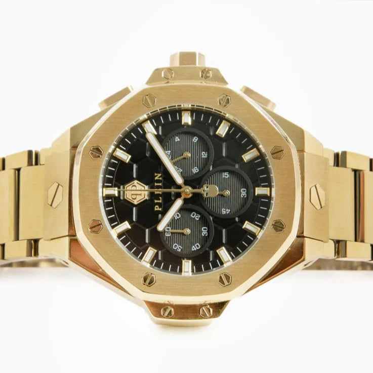 Reloj Cuarzo Philipp Plein Plein Chrono Royal, PVD Oro, Negro, 42mm, PWPSA0424