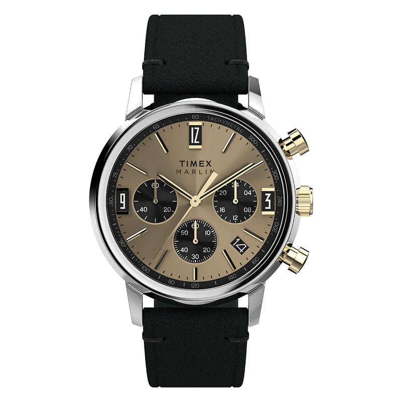 Reloj con correa de cuero TIMEX Marlin® Chronograph Tachymeter 40mm TW2W60300