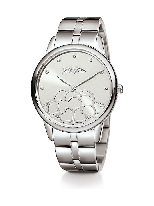 Reloj de mujer de pulsera FOLLI FOLLIE SANTORINI FLOWER plata WF15T036BSW