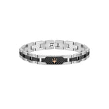 Pulsera Maserati Plateada y Negra Hombre JM419ASC01